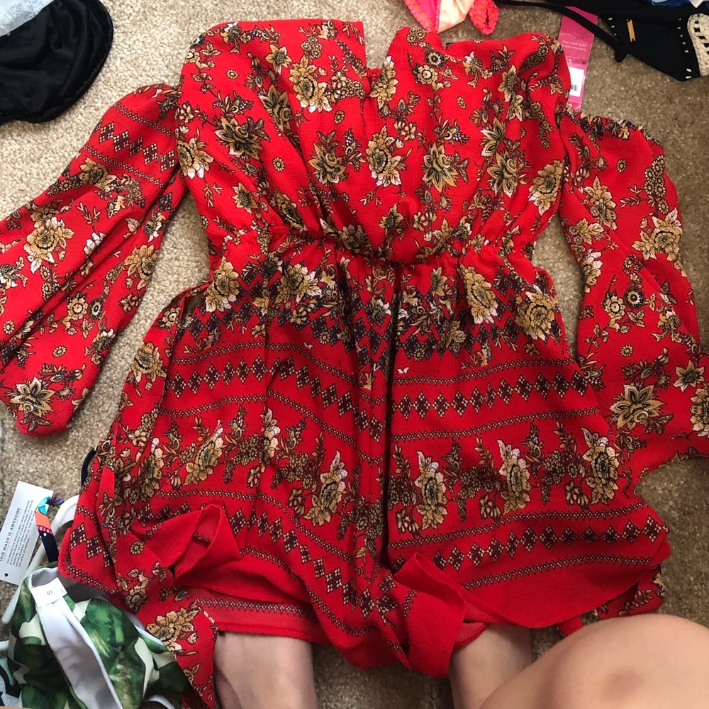 Zaful red floral romper